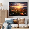 thumbnail image 1 of Designart "Sunset Golden Meadow Euphony" Landscape Sunset Floater Framed Wall Art Living Room, 1 of 7