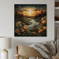 thumbnail image 1 of Designart "Sunset Golden Meadow composition II" Landscapes Print on Natural Pine Wood, 1 of 5