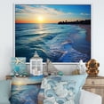 thumbnail image 1 of Designart "Sunset Horizon Tranquil Shores Beach V" Coastal Framed Wall Art - Coastal Yellow Coastal Beach Hallway Framed Wall Art Decor, 1 of 6