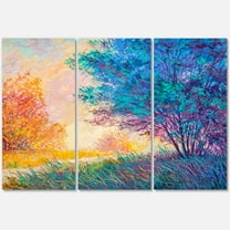 Designart ' Sunset In Autumnal Forest Landscape ' Traditional Canvas Wall Art Print