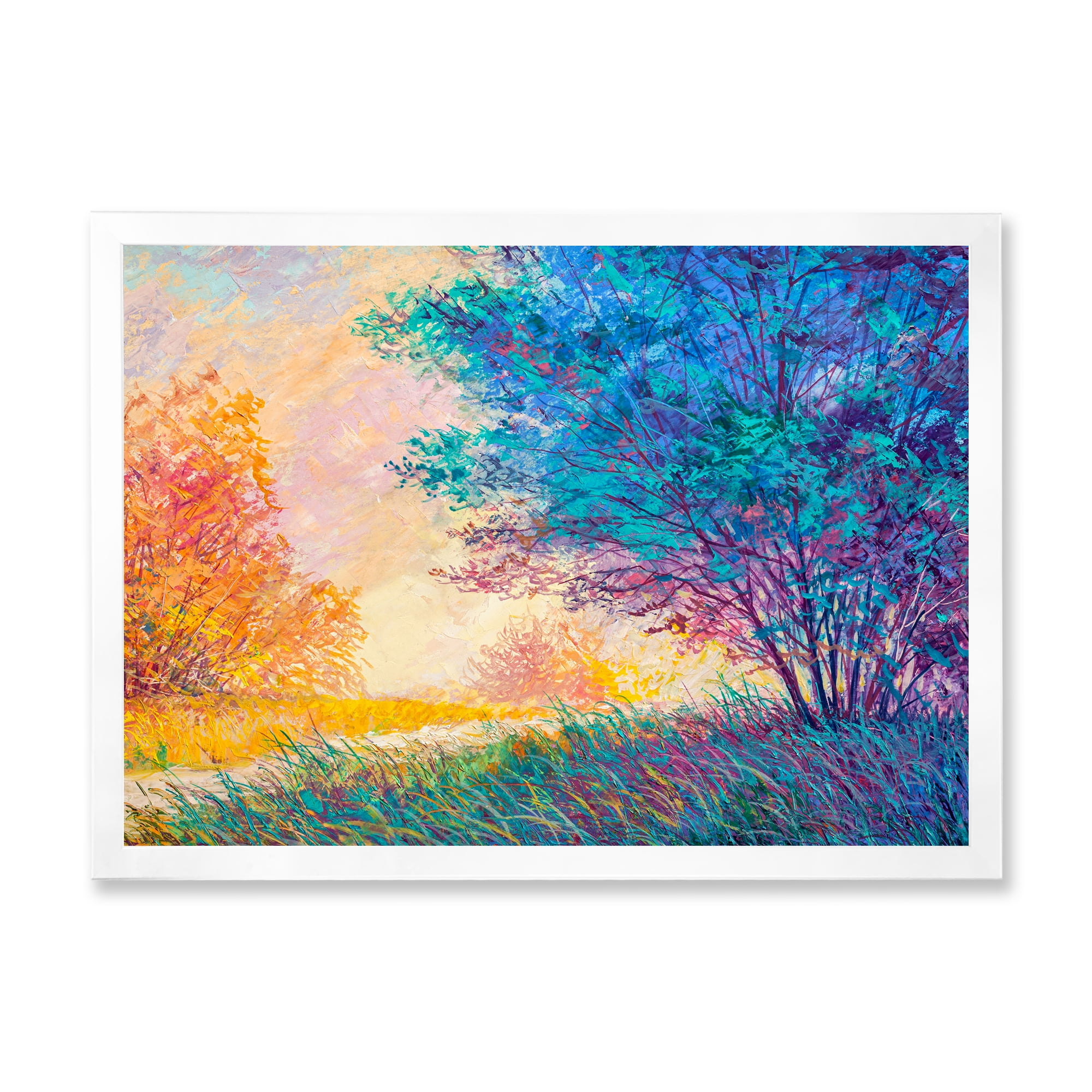 Designart 'Sunset In Autumnal Forest Landscape' Traditional Framed Art Print