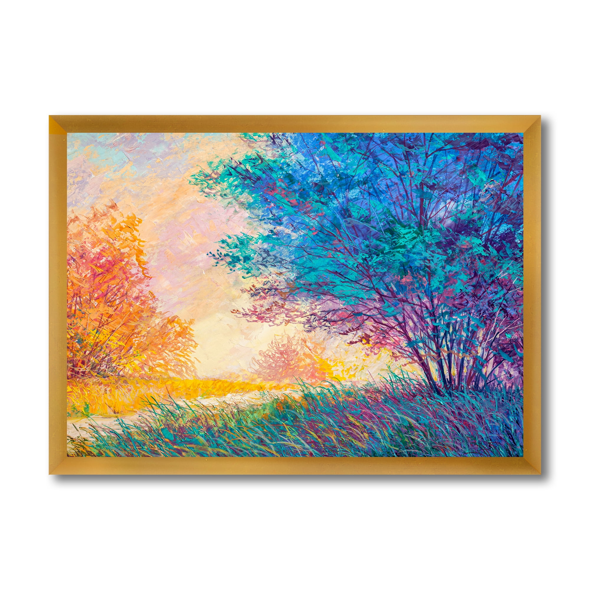 Designart 'Sunset In Autumnal Forest Landscape' Traditional Framed Art Print