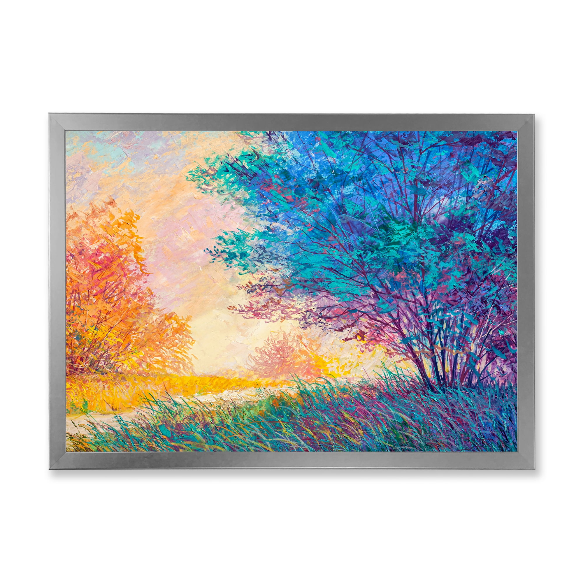Designart 'Sunset In Autumnal Forest Landscape' Traditional Framed Art Print