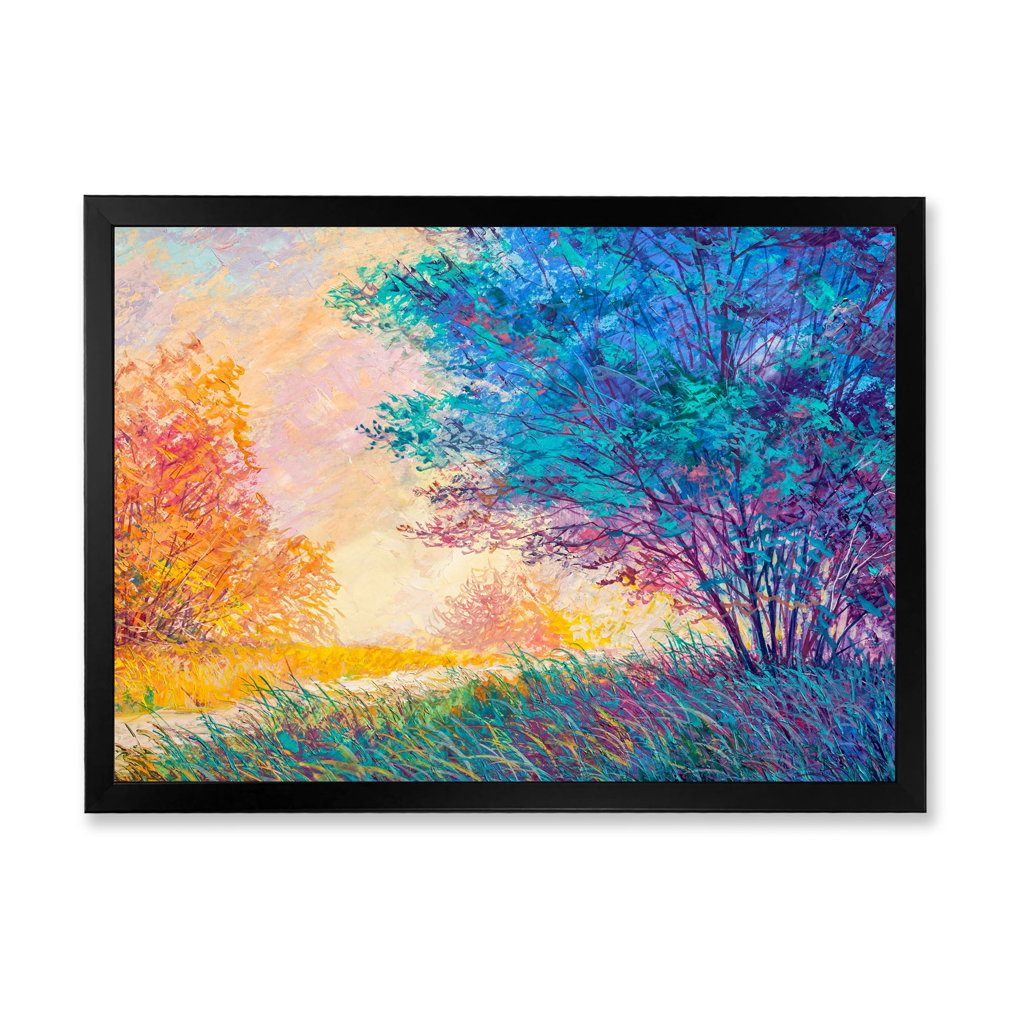 Designart 'Sunset In Autumnal Forest Landscape' Traditional Framed Art Print