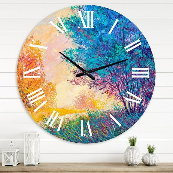 Designart 'Sunset In Autumnal Landscape' Traditional Wall Clock
