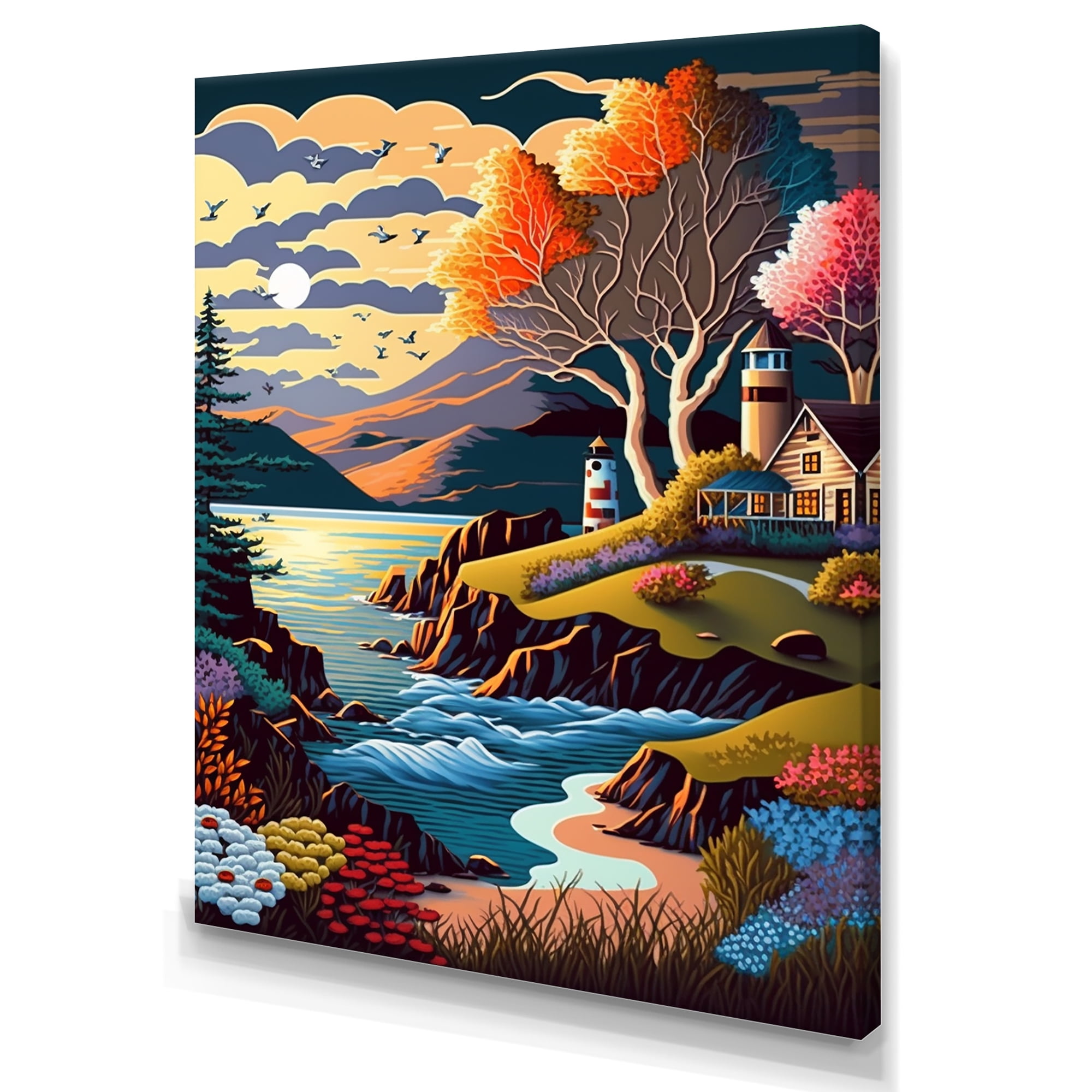 Designart Sunset In Modern Vector Style II Canvas Wall Art