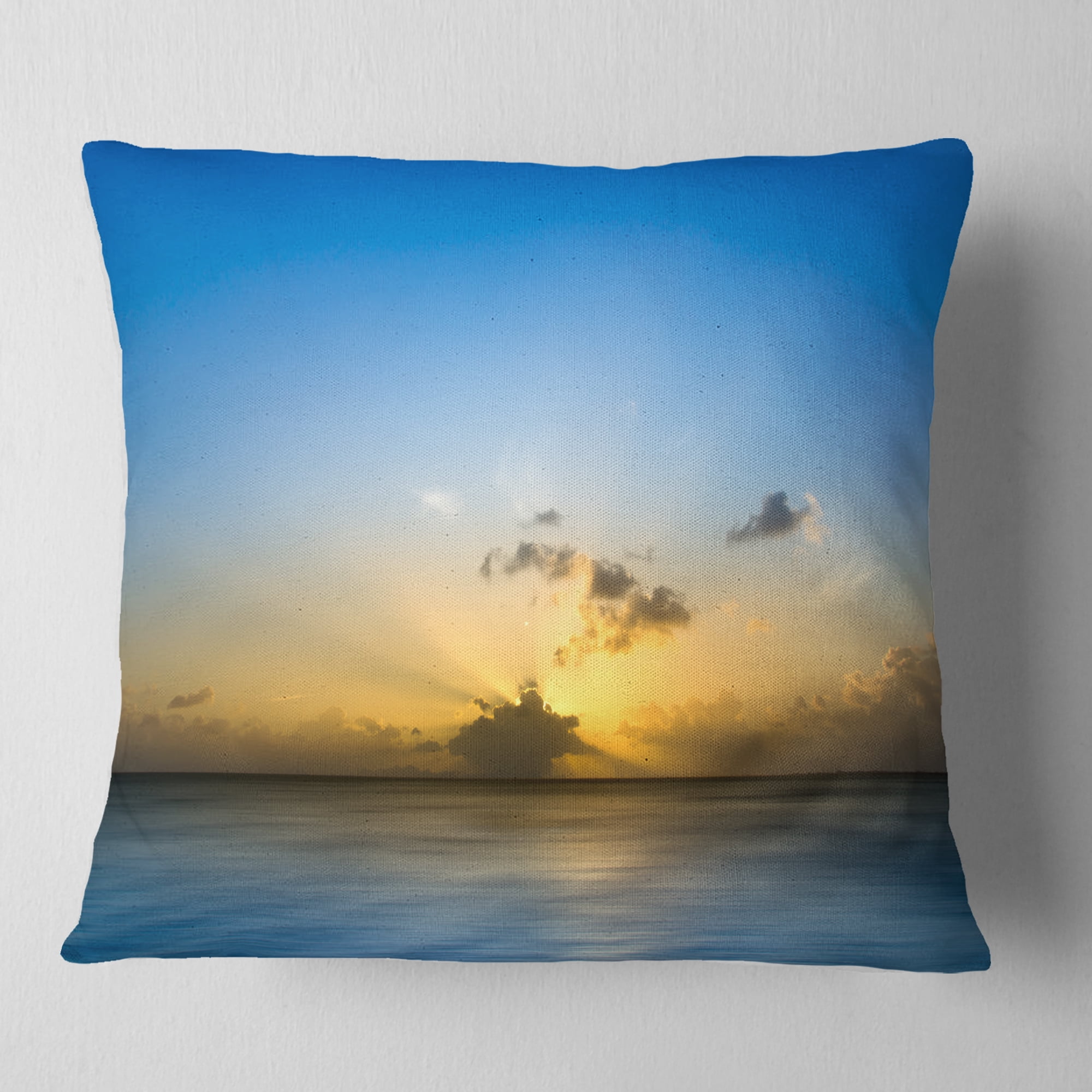 Designart Sunset Lake in South Thailand - Seashore Throw Pillow - 18x18