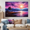 thumbnail image 1 of Designart "Sunset Minimalism on Purple Lake" Extra Large Coastal Wall Art - Coastal Purple Coastal Minimalism Entryway Wall Art, 1 of 4