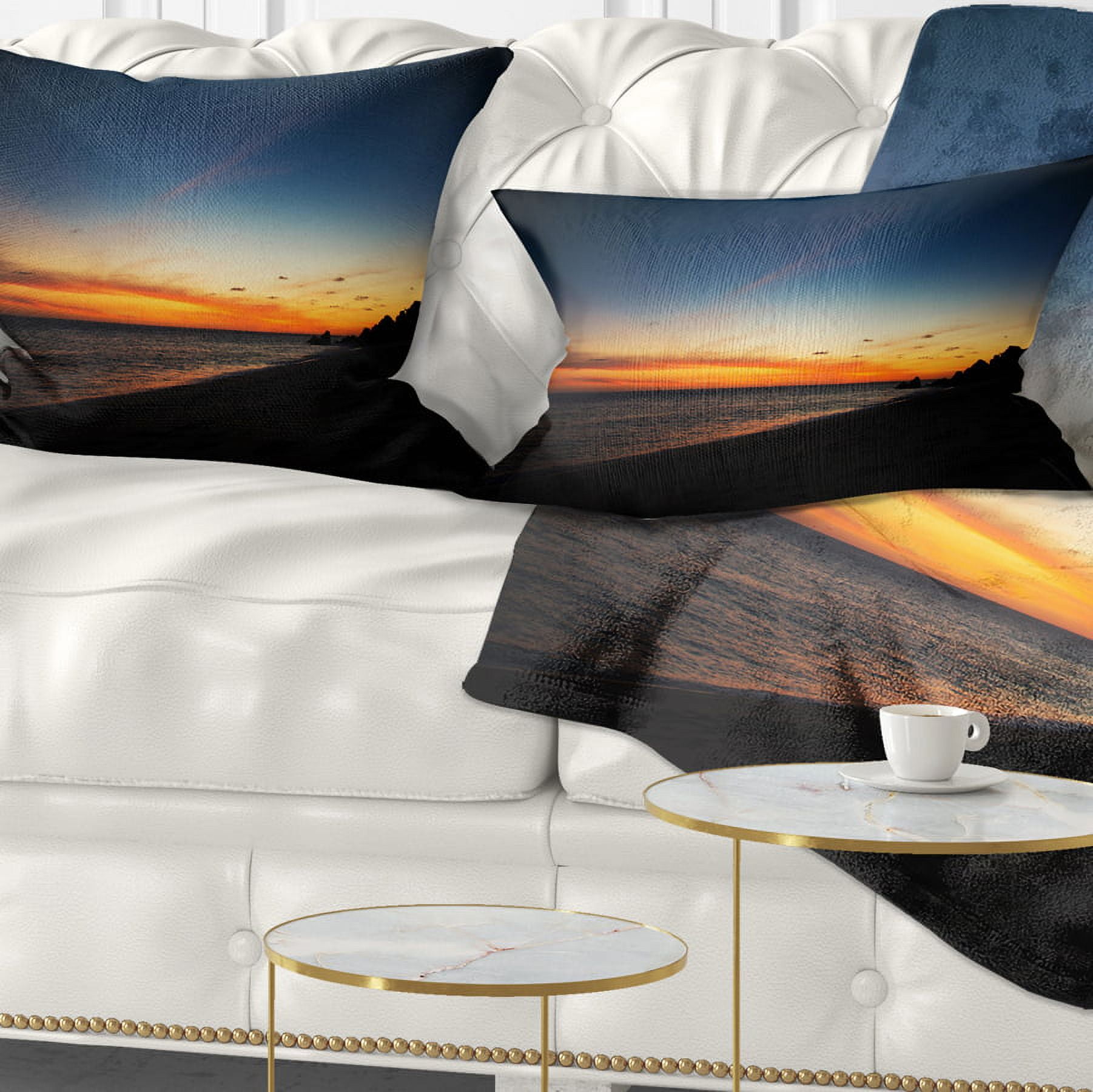 Designart Sunset Over Beach in Cabo St.Lucas - Landscape Printed Throw Pillow - 12x20