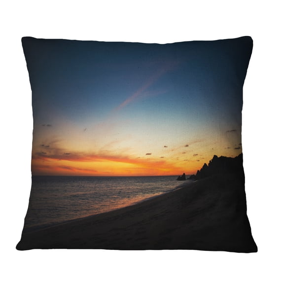 Designart Sunset Over Beach in Cabo St.Lucas - Landscape Printed Throw Pillow - 16x16