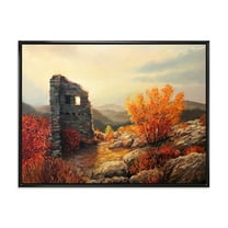 Designart 'Sunset Over Old Fortress Ruins' Farmhouse Framed Canvas Wall Art Print