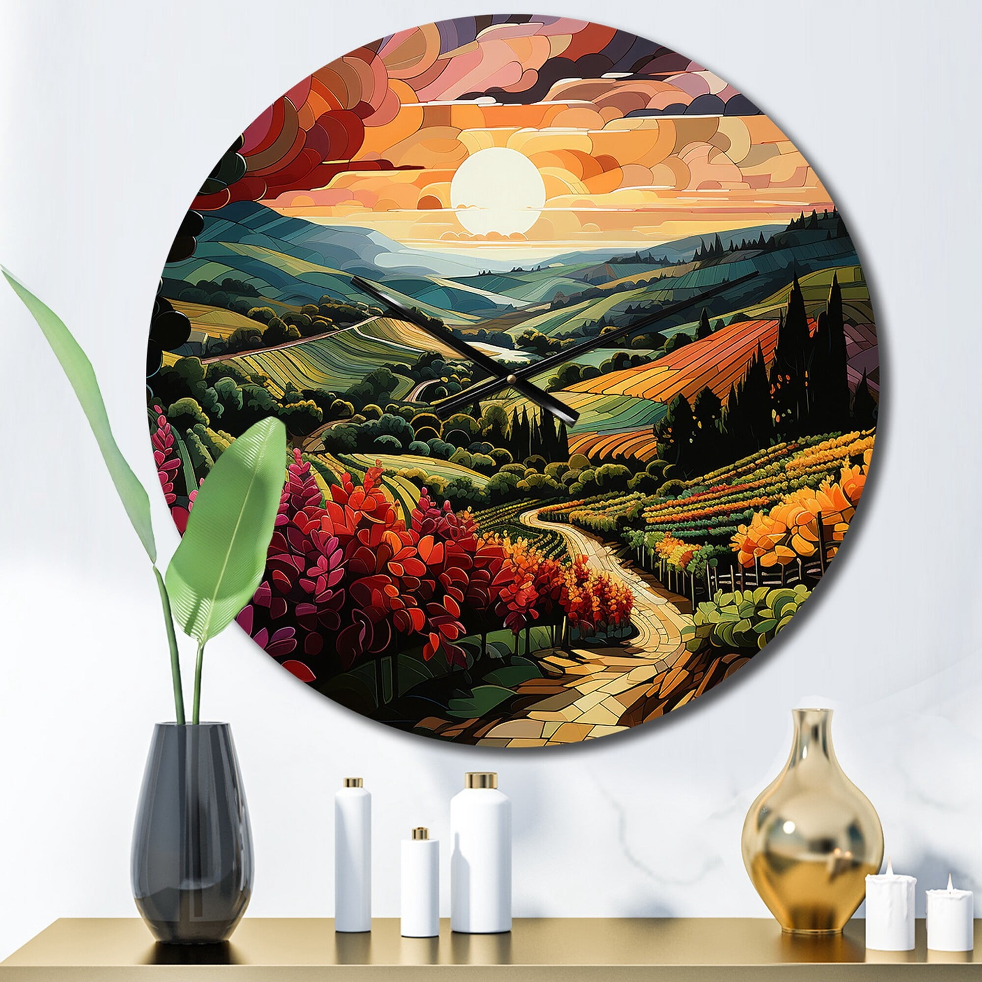 Designart "Sunset Over Rows of Ruby in the Vineyard Landscape I ...