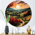 thumbnail image 1 of Designart "Sunset Over Rows of Ruby in the Vineyard Landscape I" Farmhouse Oversized Wall Clock, 1 of 5