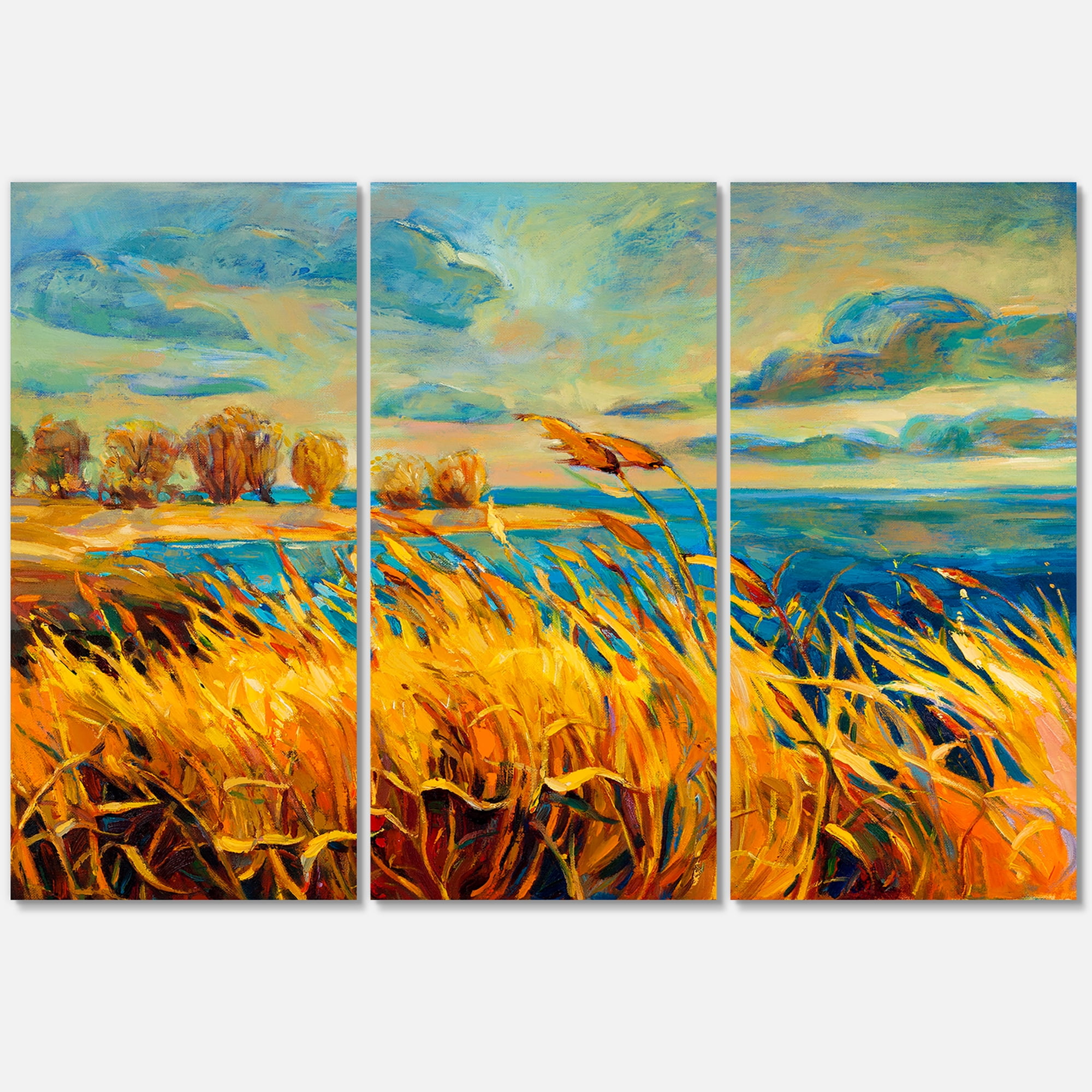 Designart ' Sunset Over Vibrant Lake ' Nautical & Coastal Canvas Wall Art Print