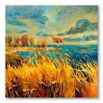Designart ' Sunset Over Vibrant Lake ' Nautical & Coastal Canvas Wall Art Print
