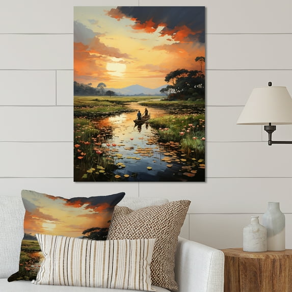 Designart "Sunset Over a Vietnam River Delta II" Vietnam Metal Wall Decor