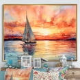 thumbnail image 1 of Designart "Sunset Palette Pastel Sailboat Silhouette V" Transportation Framed Wall Art - Modern Orange Boat Sailing Bedroom Framed Canvas Wall Art, 1 of 6
