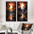thumbnail image 1 of Designart "Sunset Pastoral Mystic Forest River VI" River Mountain Framed Wall Art Set Of 2 - Red Landscapes Frame Gallery Set For Office Decor, 1 of 7