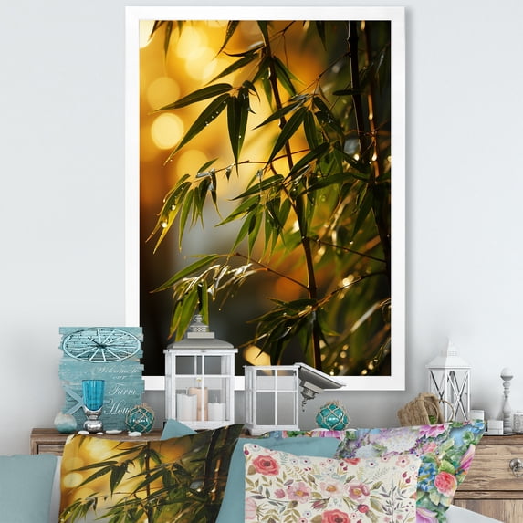 Designart "Sunset Photography With Bamboo I" Bamboo Picture Framed Canvas Art Print