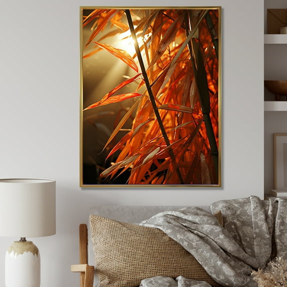 Designart "Sunset Photography With Bamboo II" Bamboo Floater Framed Wall Art Prints