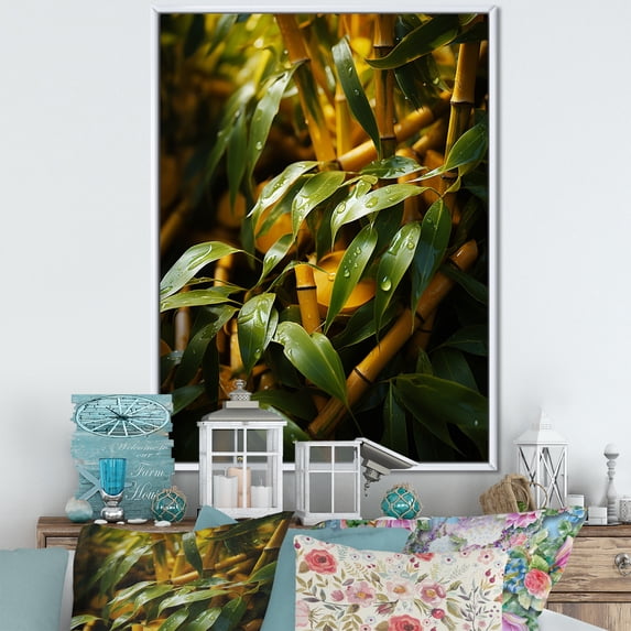 Designart "Sunset Photography With Bamboo IV" Bamboo Floater Framed Canvas Wall Art