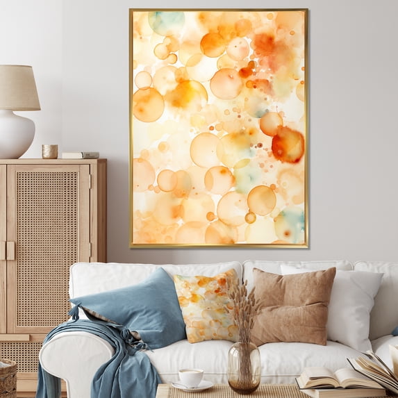 Designart "Sunset Reverie Abstract Collage I" Abstract Framed Wall Art - Modern Orange Abstract Collages Entryway Framed Wall Art Print