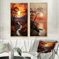 thumbnail image 1 of Designart "Sunset Reverie Pastoral Evening II" Sunrisesunset Framed Wall Art Set Of 2 - Yellow Landscapes Framed Canvas Set For Living Room Decor, 1 of 7