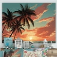 thumbnail image 1 of Designart "Sunset'S Palm Tree I" Palms & Palm Trees Canvas Art Print, 1 of 7