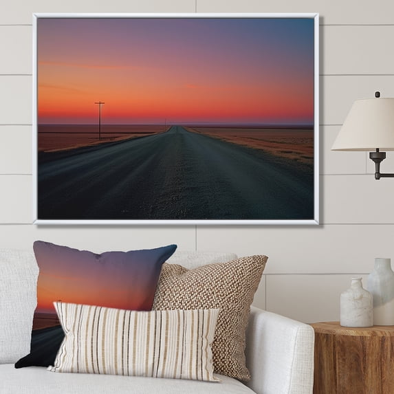 Designart "Sunset'S Roadside Beauty I" Road Floater Framed Wall Art Prints