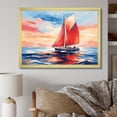 thumbnail image 1 of Designart "Sunset Serenity Sailing Boat I" Transportation Framed Wall Art Decor - Modern Red Boat Sailing Bedroom Framed Canvas Wall Art, 1 of 6
