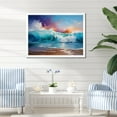 Designart "Sunset Shoreline Waves II" Coastal Framed Wall Art Decor