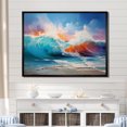 thumbnail image 1 of Designart "Sunset Shoreline Waves III" Coastal Framed Wall Art - Coastal White Coastal Waves Entryway Framed Wall Art Print, 1 of 6