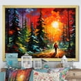 thumbnail image 1 of Designart "Sunset Silhouette Yellow and Green Forest" Floral Framed Wall Art Decor - Traditional Yellow Tree Pine Hallway Framed Wall Art Decor, 1 of 6