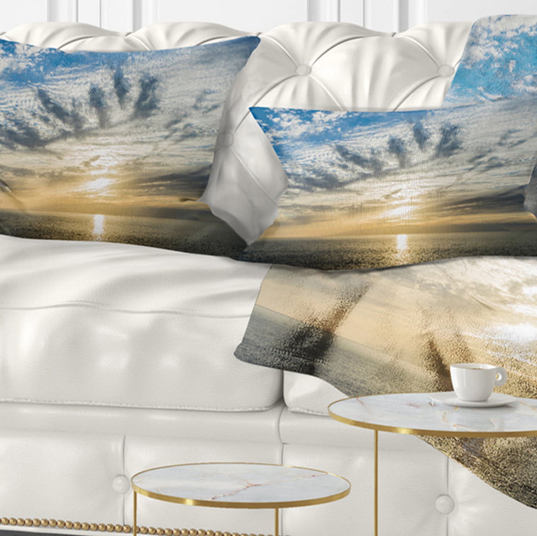 Designart Sunset Sky above Atlantic - Oversized Beach Throw Pillow - 12x20