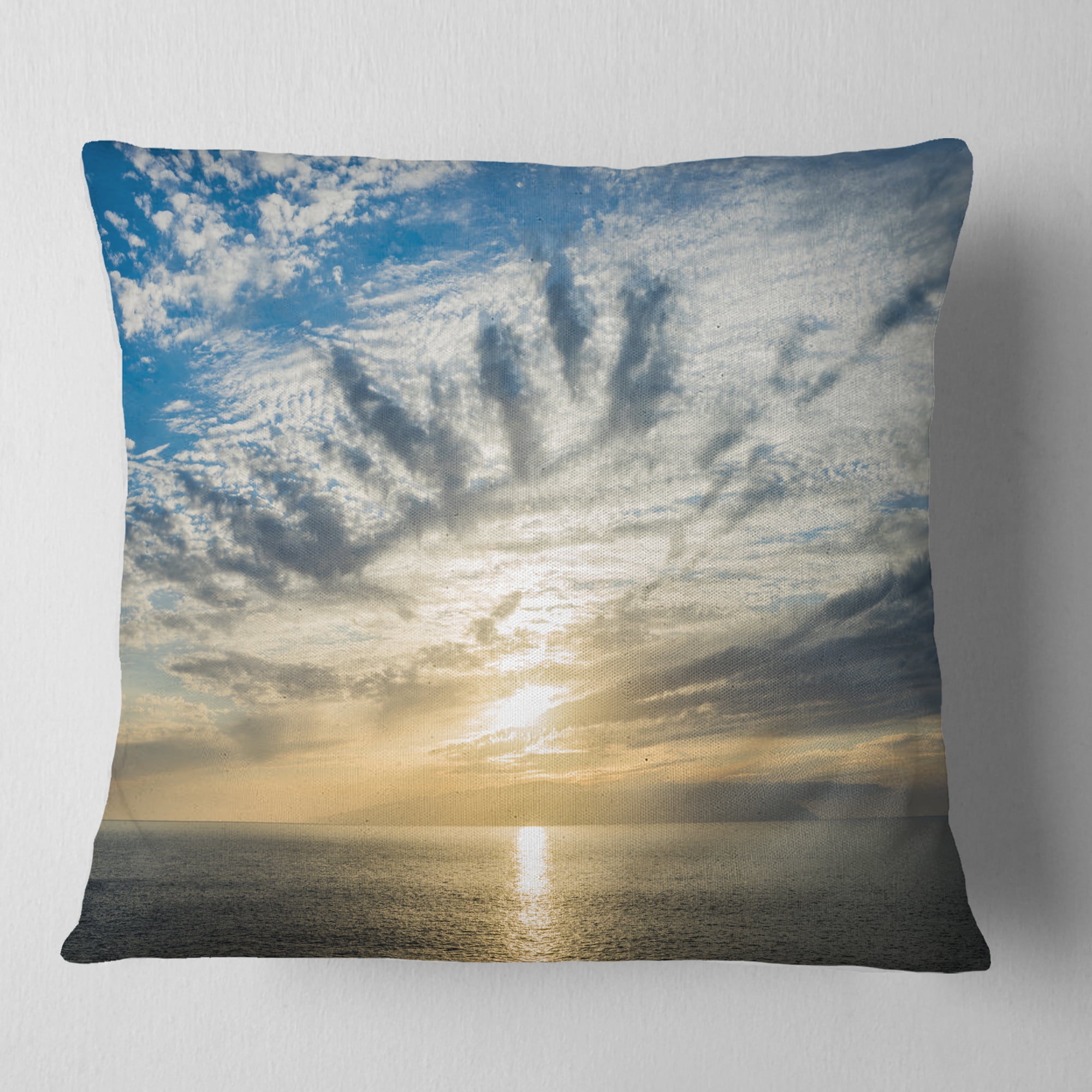 Designart Sunset Sky above Atlantic - Oversized Beach Throw Pillow - 18x18