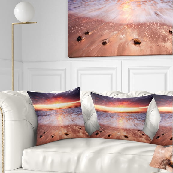 Designart Sunset Strip - Landscape Photography Throw Pillow - 16x16