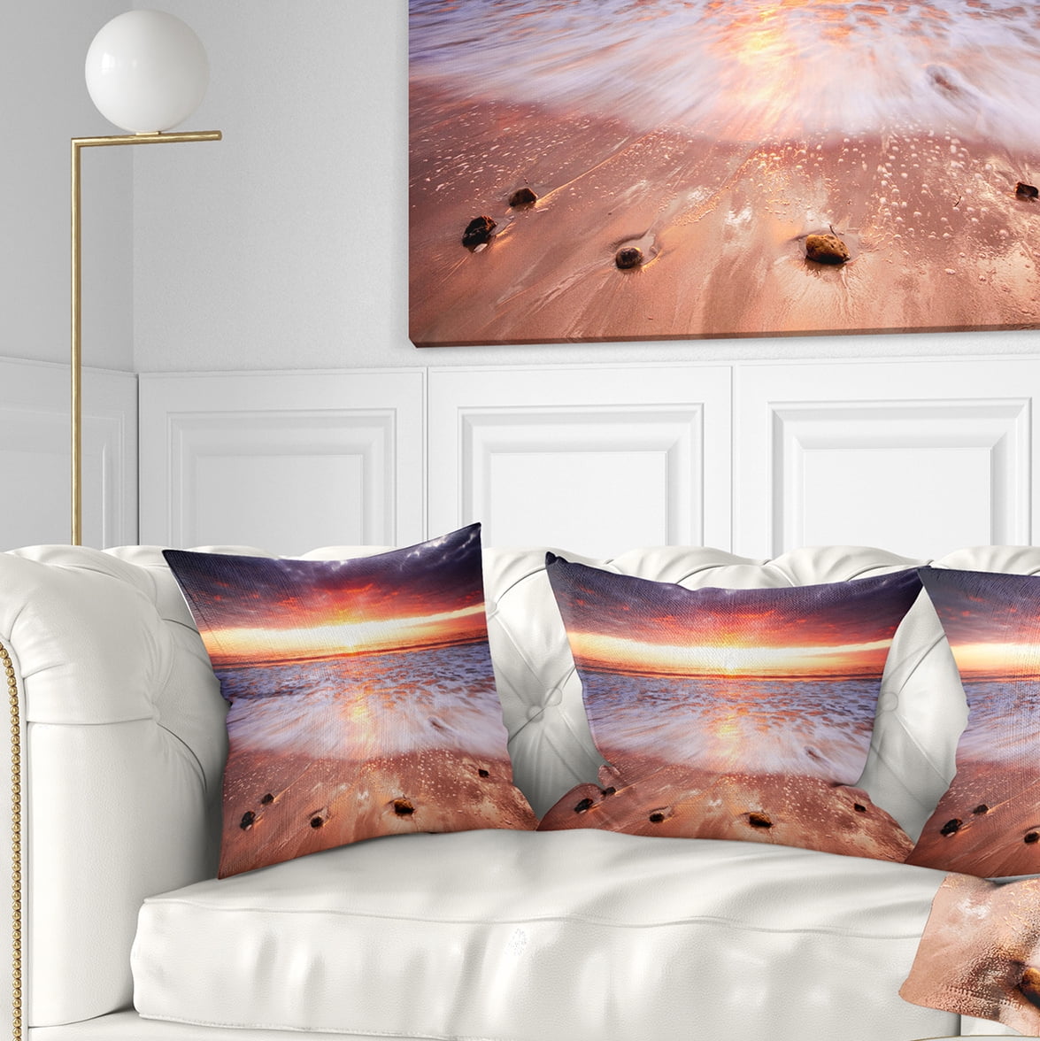 Designart Sunset Strip - Landscape Photography Throw Pillow - 18x18