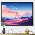 thumbnail image 1 of Designart "Sunset Stroll Pink and Blue Dunes Adventure II" Landscapes Framed Wall Art - Global Pink Desert Entryway Framed Wall Art, 1 of 6