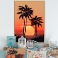 thumbnail image 1 of Designart "Sunset Under The Tangerine Twilight Palm Tree I" Palms & Palm Trees Floater Framed Canvas Wall Art, 1 of 5