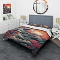 thumbnail image 1 of Designart "Sunset Waves of Kanagawa in Japanese Style III" Japan Art Bedding Covert Set - People Blue Global Bed Set With 2 Shams, 1 of 5