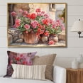 thumbnail image 1 of Designart "Sunset With Geraniums In Pottery" Geraniums Floater Framed Wall Decor, 1 of 5