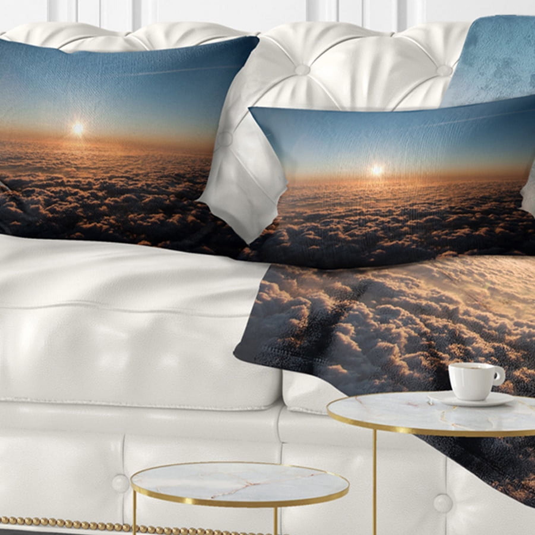 Designart Sunset above the Dark Clouds - Oversized Beach Throw Pillow - 12x20