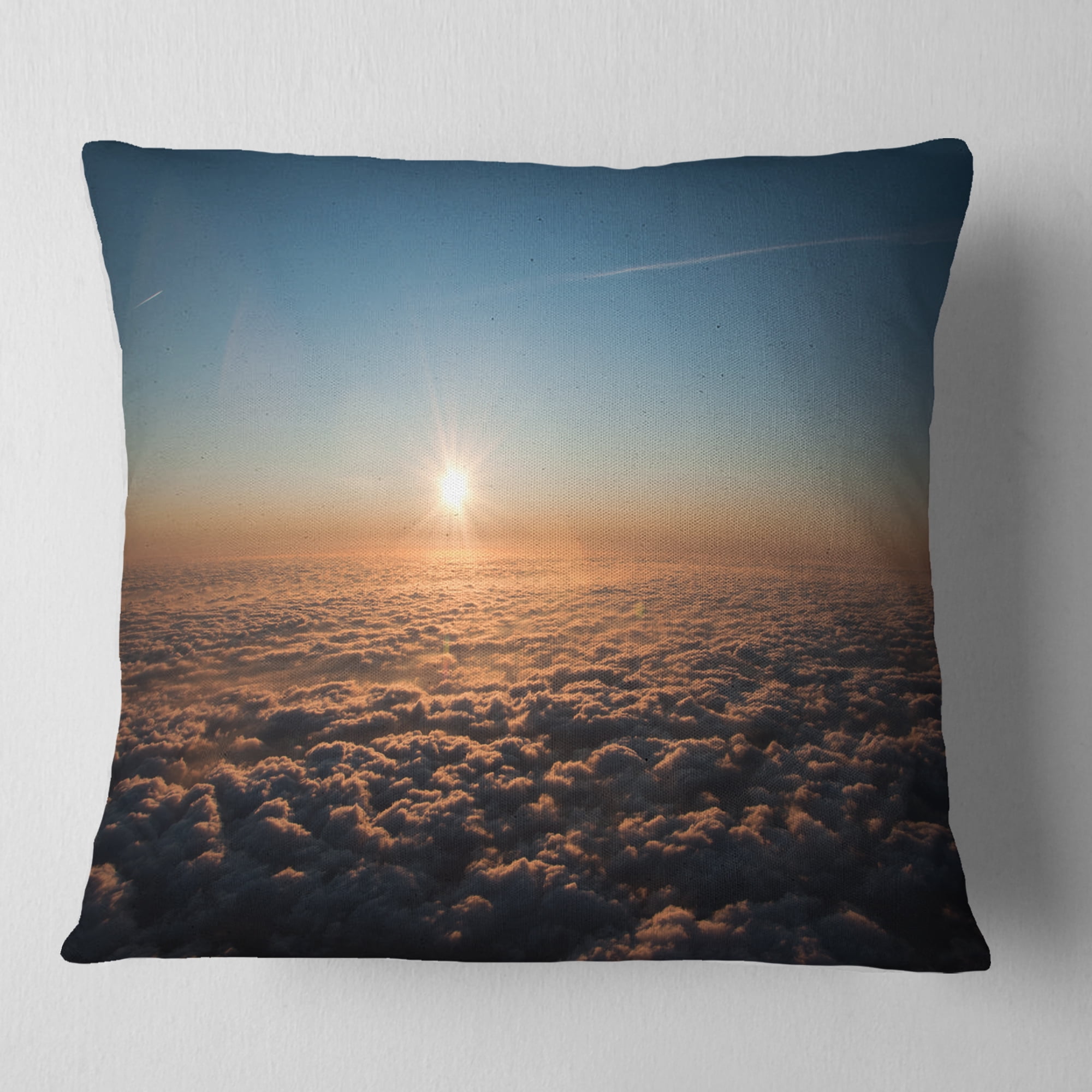 Designart Sunset above the Dark Clouds - Oversized Beach Throw Pillow - 18x18