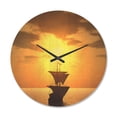 thumbnail image 1 of Designart 'Sunset and Ship' Modern Wood Wall Clock, 1 of 5