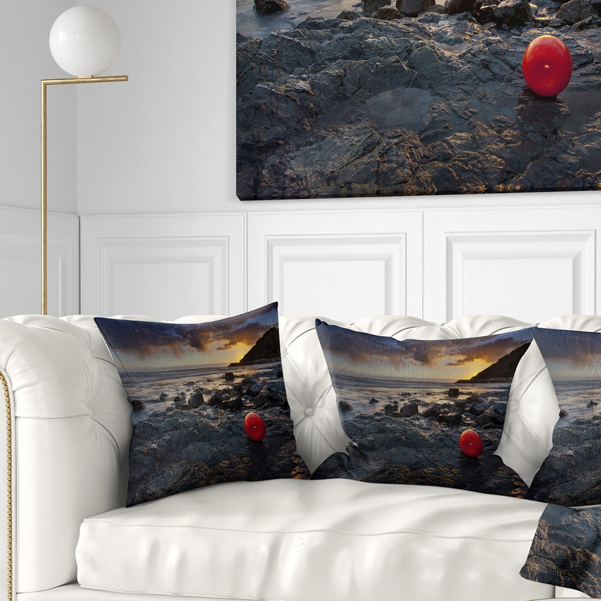Designart Sunset at Livorno Italy - Landscape Photography Throw Pillow - 16x16
