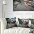 thumbnail image 1 of Designart Sunset at River with Large Rock - Landscape Photo Throw Pillow - 18x18, 1 of 5