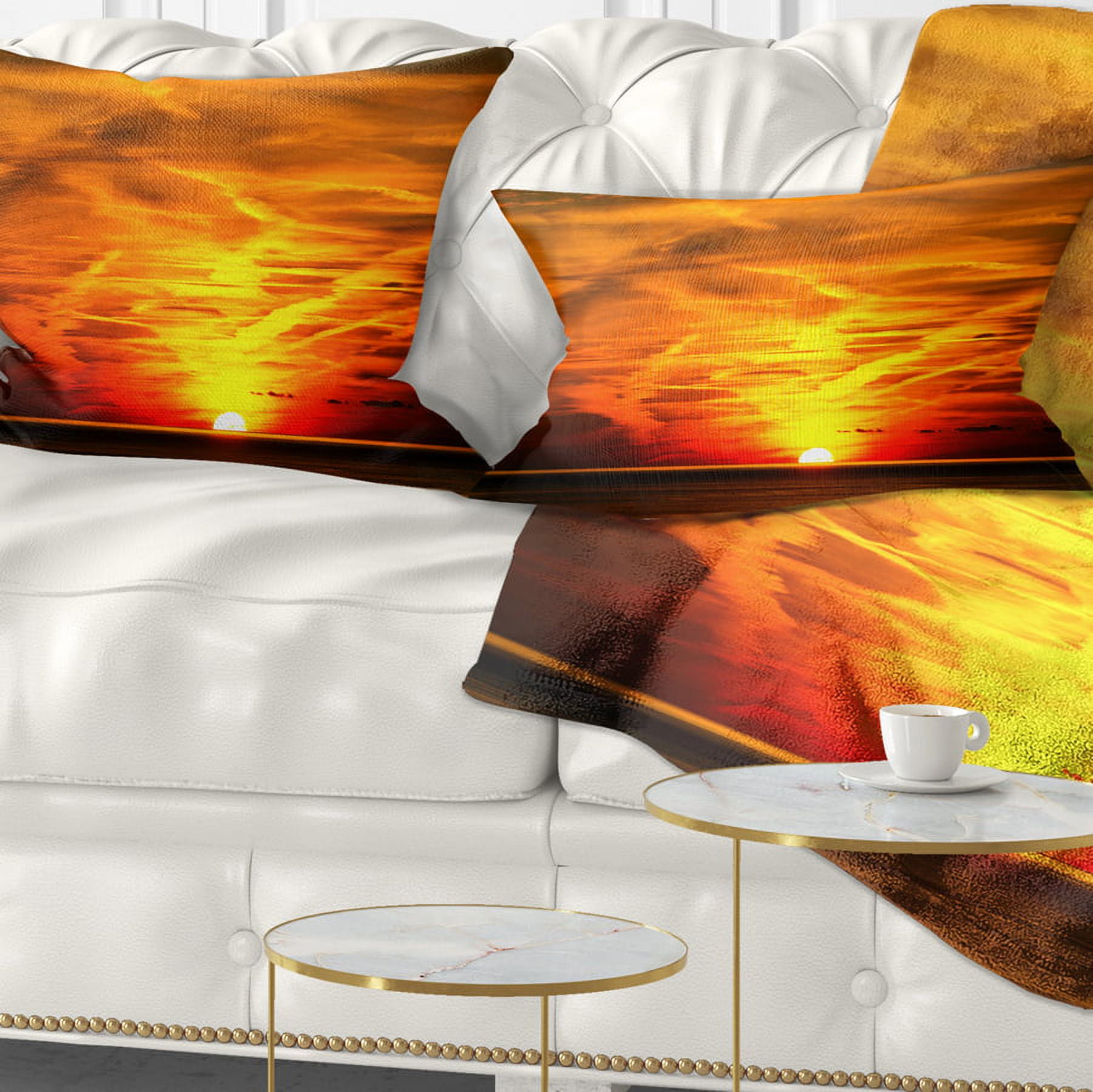 Designart Sunset in Liguria Italy - Landscape Photography Throw Pillow - 12x20