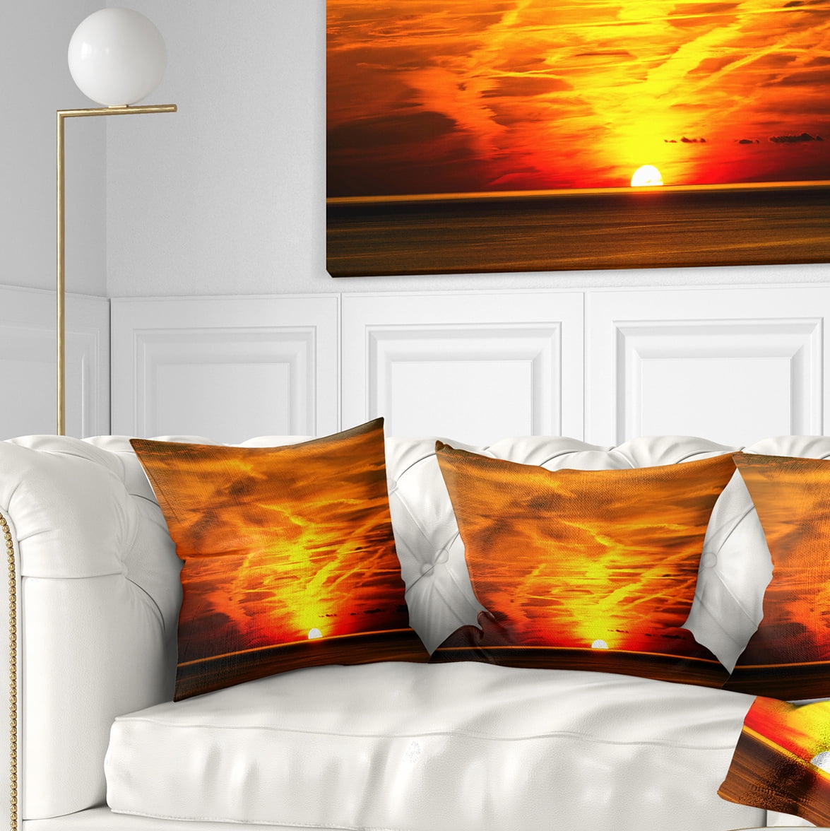 Designart Sunset in Liguria Italy - Landscape Photography Throw Pillow - 16x16