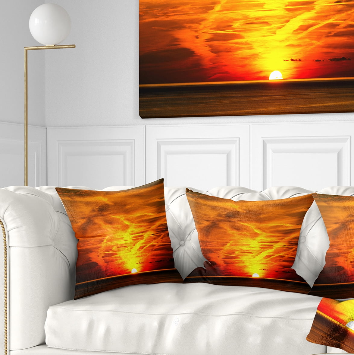 Designart Sunset in Liguria Italy - Landscape Photography Throw Pillow - 18x18