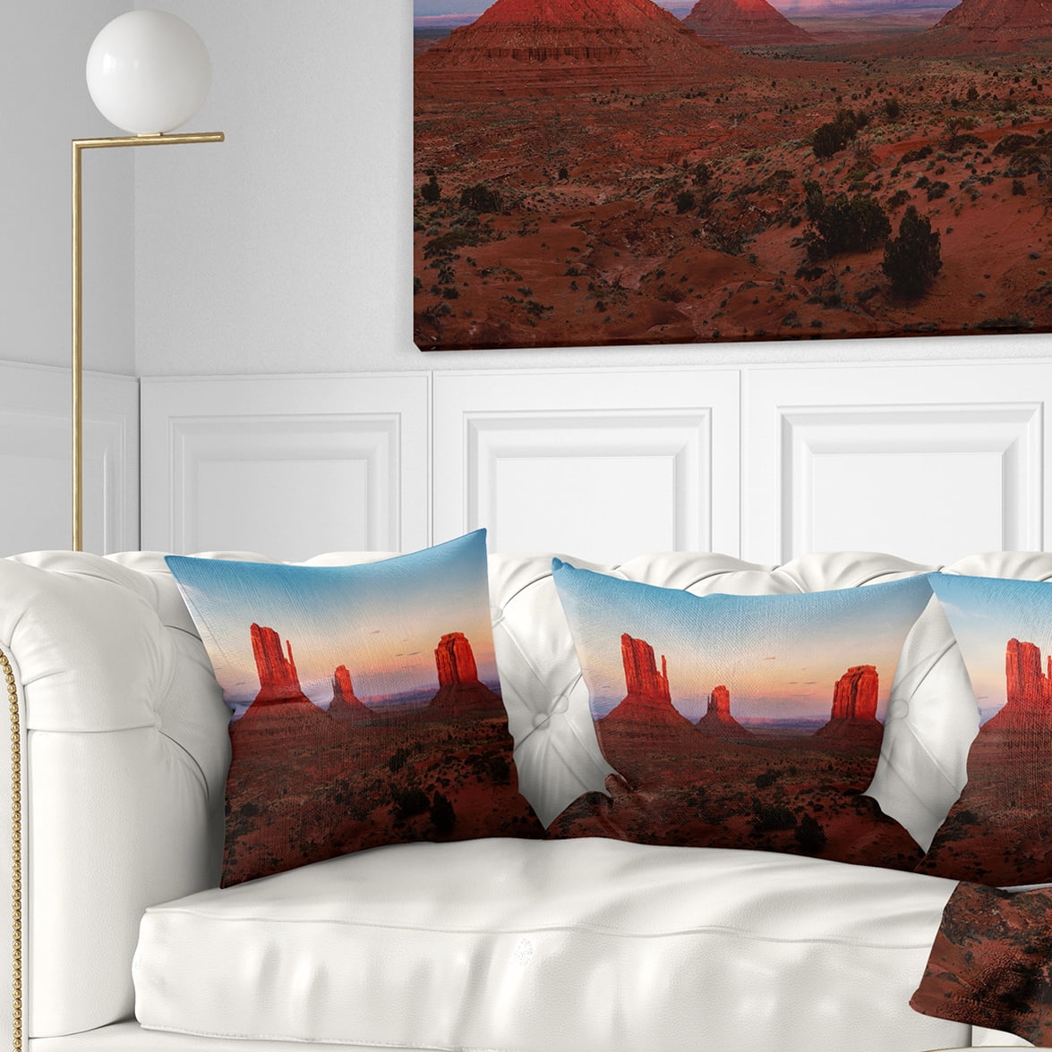 Designart Sunset in Monument Valley - Landscape Printed Throw Pillow - 18x18